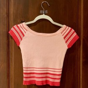 Stripped pink and red crop top